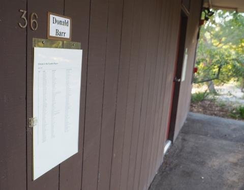 A sign outside the Donald Barr room