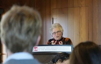 Margaret Levi talking to the CASBS conference room audience